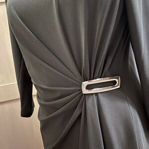 Evan Picone Black Midi Dress with Metallic Detail